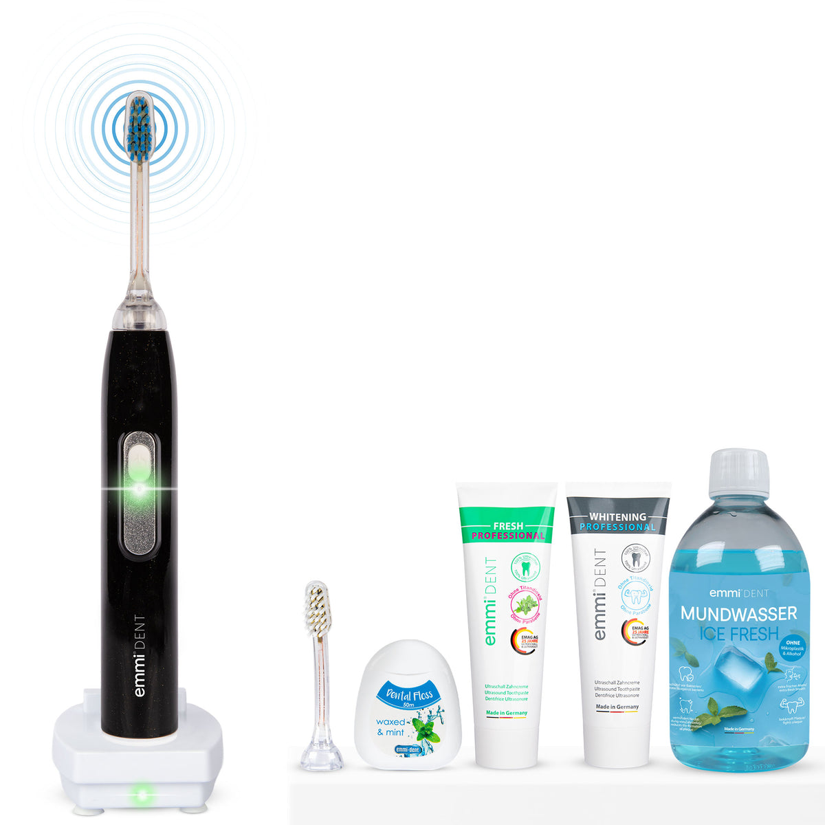 Ultrasonic Toothbrush Metallic White Teeth Set